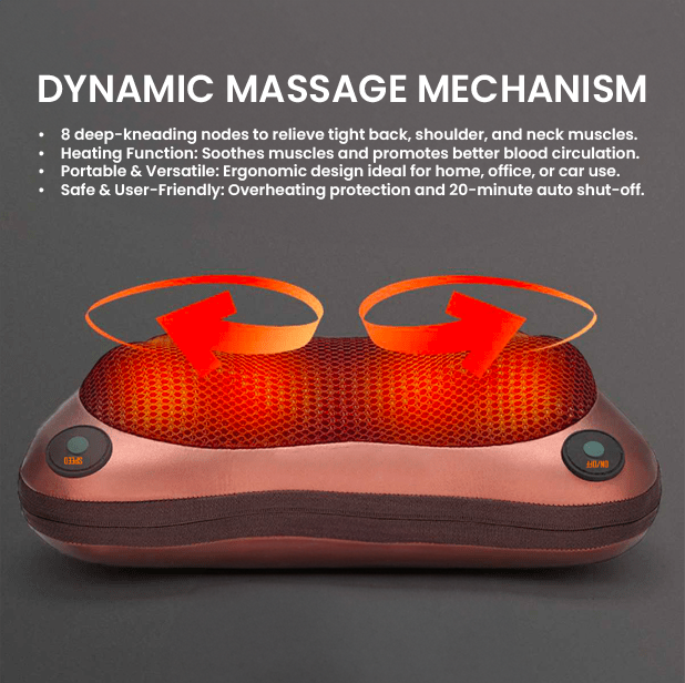 Shiatsu Massage Pillow – 3-Speed Electric Cushion with Heat Function